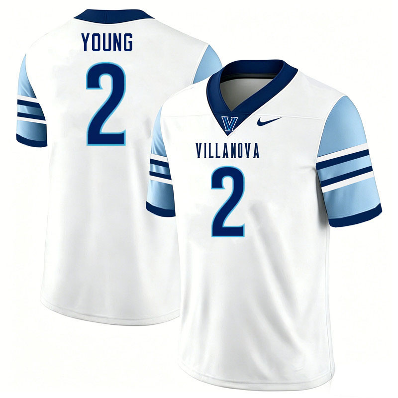 Villanova Wildcats #2 Darrel Young College Football Jerseys,Uniforms-White